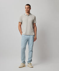 Dove Grey Classic Jersey Short Sleeve Polo with Tipping - Dove Grey | Men's Polo Shirt by ATM Anthony Thomas Melillo