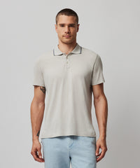 Dove Grey Classic Jersey Short Sleeve Polo with Tipping - Dove Grey | Men's Polo Shirt by ATM Anthony Thomas Melillo