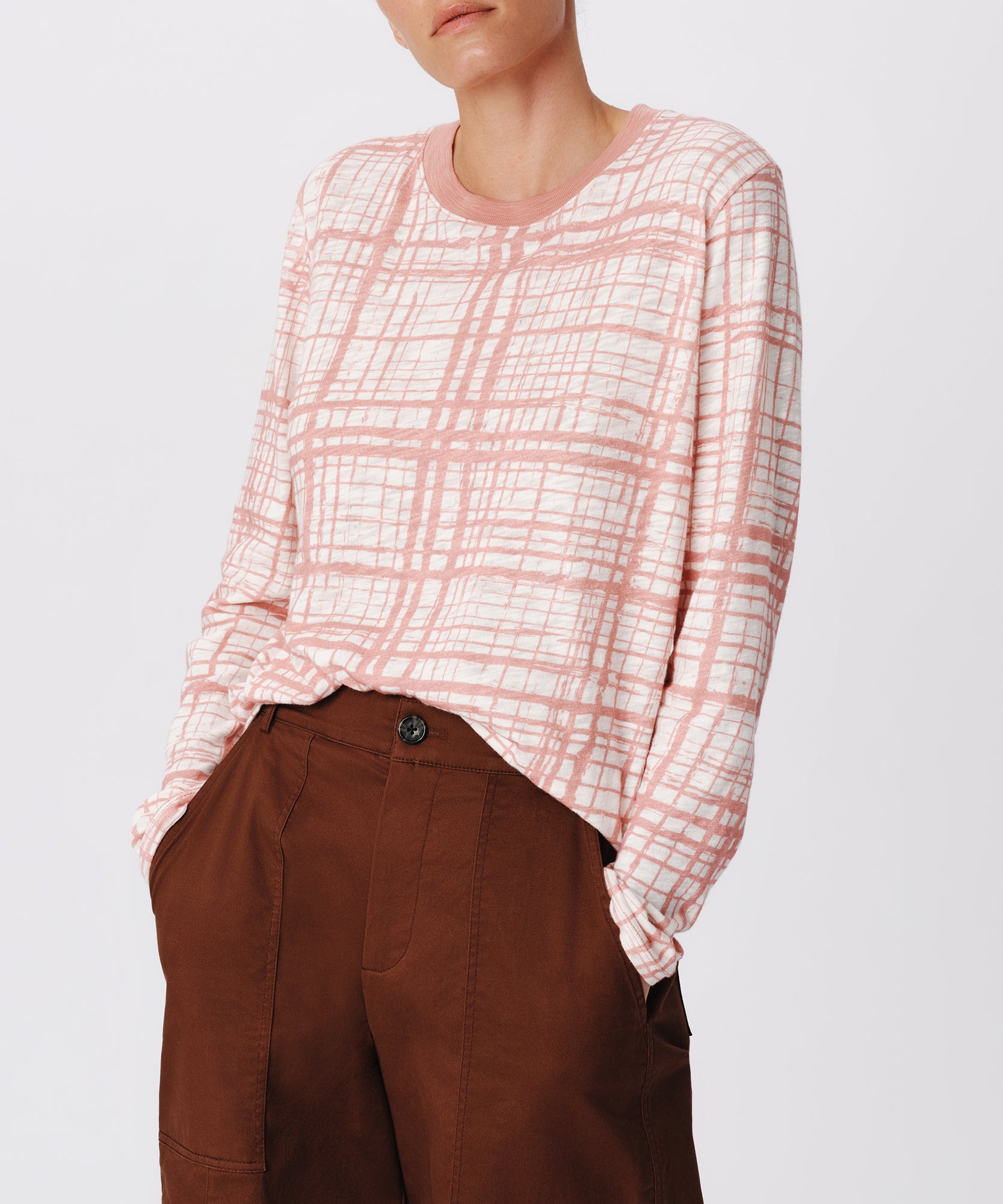 ATM Anthony Thomas Melillo Women's Slub Jersey with Crosshatch