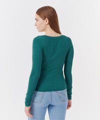 Forest Modal Rib Long Sleeve Scoop Neck Top | Women's Ribbed Tee by ATM Anthony Thomas Melillo