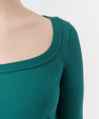 Forest Modal Rib Long Sleeve Scoop Neck Top | Women's Ribbed Tee by ATM Anthony Thomas Melillo