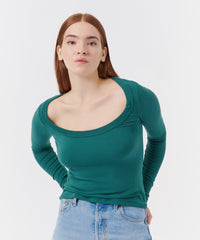 Forest Modal Rib Long Sleeve Scoop Neck Top | Women's Ribbed Tee by ATM Anthony Thomas Melillo