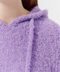 French Violet Wool Blend Boucle Pullover Hoodie | Women's Top by ATM Anthony Thomas Melillo