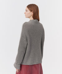 Heather Grey Merino Wool Blend Chunky Rib Sweater | Women's Sweater by ATM Anthony Thomas Melillo