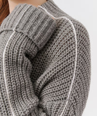 Heather Grey Merino Wool Blend Chunky Rib Sweater | Women's Sweater by ATM Anthony Thomas Melillo