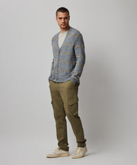 Heather Grey Combo Alpaca Blend Striped Cardigan - Heather Grey Combo | Men's Sweater by ATM Anthony Thomas Melillo