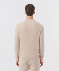 Recycled Cashmere Polo - Heather Natural Beige