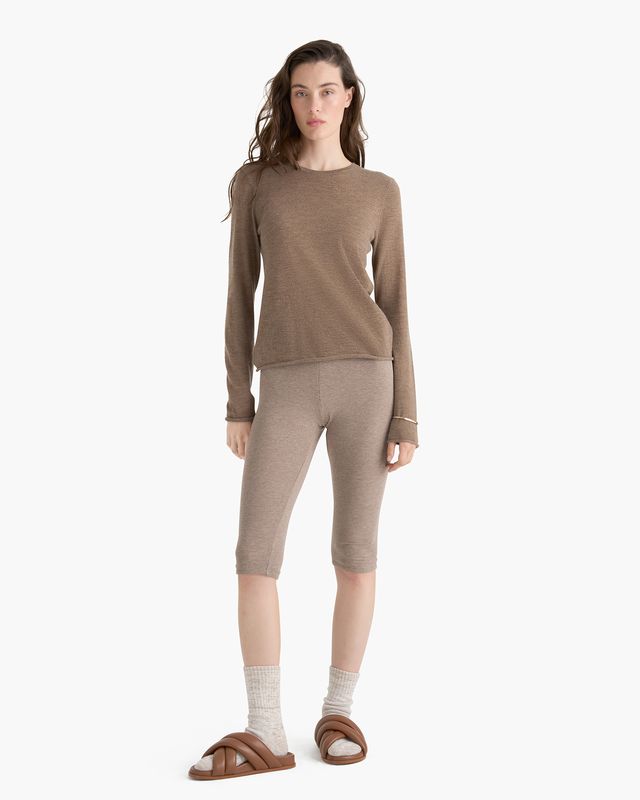 Lightweight Cashmere Crew Neck - Heather Cedar