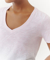 Juneberry/ Surf Combo Slub Jersey Classic V-Neck Tee | Women's Cotton Short Sleeve Tee by ATM Anthony Thomas Melillo