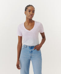 Juneberry/ Surf Combo Slub Jersey Classic V-Neck Tee | Women's Cotton Short Sleeve Tee by ATM Anthony Thomas Melillo