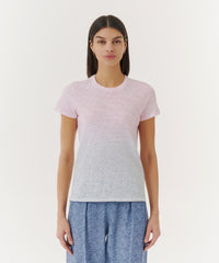 Juneberry/ Surf Combo Slub Jersey Schoolboy Crew Neck Tee | Women's Cotton Short Sleeve Tee by ATM Anthony Thomas Melillo