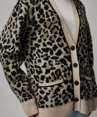 Leopard Jacquard Superfine Alpaca Blend Leopard Jacquard Cardigan | Women's Sweater by ATM Anthony Thomas Melillo