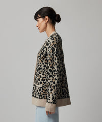 Leopard Jacquard Superfine Alpaca Blend Leopard Jacquard Cardigan | Women's Sweater by ATM Anthony Thomas Melillo