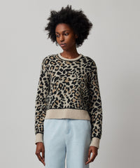 Leopard Jacquard Superfine Alpaca Blend Leopard Jacquard Pullover Sweater | Women's Sweater by ATM Anthony Thomas Melillo