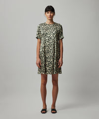 Leopard Print Silk Charmeuse with Leopard Print Short Sleeve Dress | Women's Dress by ATM Anthony Thomas Melillo