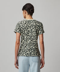 Leopard Print Slub Jersey Leopard Print Schoolboy Short Sleeve Crew Neck Tee | Women's Top by ATM Anthony Thomas Melillo