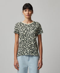 Leopard Print Slub Jersey Leopard Print Schoolboy Short Sleeve Crew Neck Tee | Women's Top by ATM Anthony Thomas Melillo