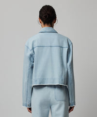 Light Denim Washed Denim Cropped Jacket | Women's Jacket by ATM Anthony Thomas Melillo