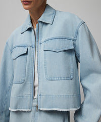Light Denim Washed Denim Cropped Jacket | Women's Jacket by ATM Anthony Thomas Melillo