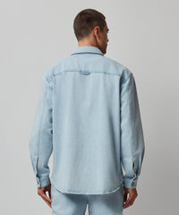 Light Denim Washed Denim Shirt Jacket - Light Denim | Men's Jacket by ATM Anthony Thomas Melillo