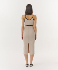 Linen/ Black Modal Rib Cami Dress | Women's Dress by ATM Anthony Thomas Melillo