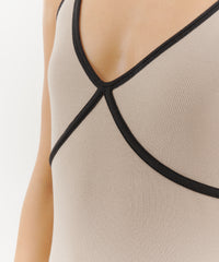 Linen/ Black Modal Rib Cami Dress | Women's Dress by ATM Anthony Thomas Melillo