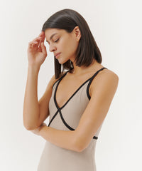 Linen/ Black Modal Rib Cami Dress | Women's Dress by ATM Anthony Thomas Melillo