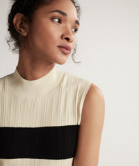 Linen/ Black Viscose Varigated Striped Maxi Dress | Women's Dress by ATM Anthony Thomas Melillo