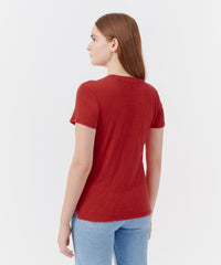Lipstick Slub Jersey Schoolboy Crew Neck Tee | Women's Top by ATM Anthony Thomas Melillo