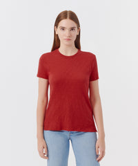 Lipstick Slub Jersey Schoolboy Crew Neck Tee | Women's Top by ATM Anthony Thomas Melillo