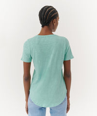 Mediterranean Green Slub Jersey Classic V-Neck Tee | Women's Cotton Short Sleeve Tee by ATM Anthony Thomas Melillo