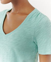 Mediterranean Green Slub Jersey Classic V-Neck Tee | Women's Cotton Short Sleeve Tee by ATM Anthony Thomas Melillo