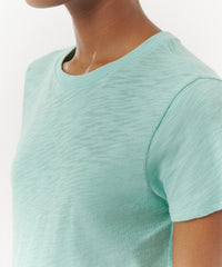 Mediterranean Green Slub Jersey Schoolboy Crew Neck Tee | Women's Cotton Short Sleeve Tee by ATM Anthony Thomas Melillo