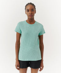 Mediterranean Green Slub Jersey Schoolboy Crew Neck Tee | Women's Cotton Short Sleeve Tee by ATM Anthony Thomas Melillo