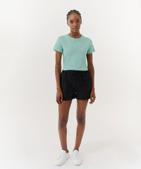 Mediterranean Green Slub Jersey Schoolboy Crew Neck Tee | Women's Cotton Short Sleeve Tee by ATM Anthony Thomas Melillo