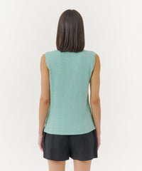 Mediterranean Green Slub Jersey Sleeveless Schoolboy Tee | Women's Tank by ATM Anthony Thomas Melillo
