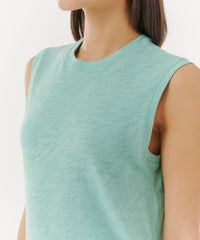 Mediterranean Green Slub Jersey Sleeveless Schoolboy Tee | Women's Tank by ATM Anthony Thomas Melillo