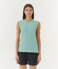 Mediterranean Green Slub Jersey Sleeveless Schoolboy Tee | Women's Tank by ATM Anthony Thomas Melillo