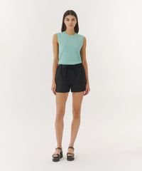 Mediterranean Green Slub Jersey Sleeveless Schoolboy Tee | Women's Tank by ATM Anthony Thomas Melillo