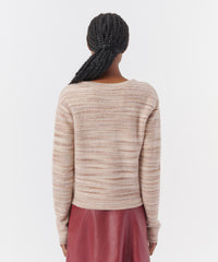 Mocha Cotton Blend Deep V-Neck Sweater | Women's Sweater by ATM Anthony Thomas Melillo