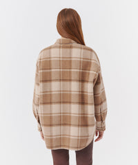 Natural Beige Multi Plaid Flannel Tomboy Shirt | Women's Top by ATM Anthony Thomas Melillo