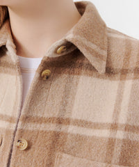 Natural Beige Multi Plaid Flannel Tomboy Shirt | Women's Top by ATM Anthony Thomas Melillo