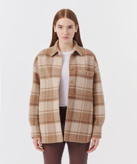 Natural Beige Multi Plaid Flannel Tomboy Shirt | Women's Top by ATM Anthony Thomas Melillo
