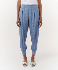 Naval Blue Combo Silk Joggers | Women's Pants by ATM Anthony Thomas Melillo