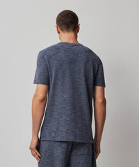 Navy Mouline Pique Mouline Short Sleeve Crew Neck Pocket Tee - Navy Mouline | Men's Cotton Short Sleeve Tee by ATM Anthony Thomas Melillo