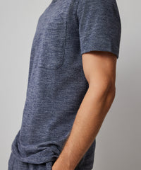 Navy Mouline Pique Mouline Short Sleeve Crew Neck Pocket Tee - Navy Mouline | Men's Cotton Short Sleeve Tee by ATM Anthony Thomas Melillo