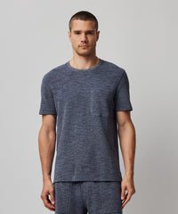 Navy Mouline Pique Mouline Short Sleeve Crew Neck Pocket Tee - Navy Mouline | Men's Cotton Short Sleeve Tee by ATM Anthony Thomas Melillo