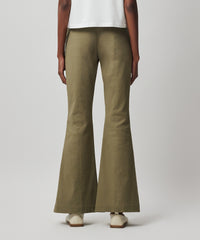 Oil Green Washed Cotton Twill Flare Pant | Women's Pants by ATM Anthony Thomas Melillo