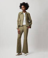 Oil Green Washed Cotton Twill Flare Pant | Women's Pants by ATM Anthony Thomas Melillo