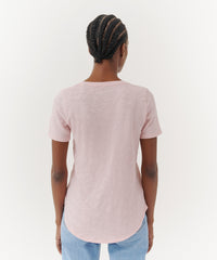 Pale Summer Rose Slub Jersey Classic V-Neck Tee | Women's Cotton Short Sleeve Tee by ATM Anthony Thomas Melillo